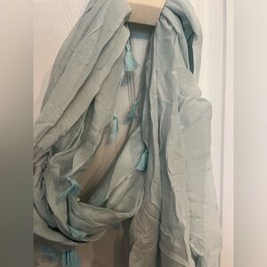 Infinity Tassel Blue Scarf, NWT